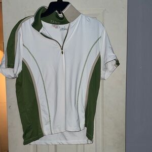 IZOD Green and White Golf Shirt